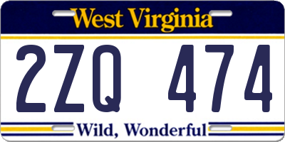 WV license plate 2ZQ474