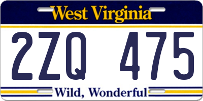 WV license plate 2ZQ475