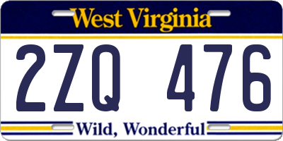 WV license plate 2ZQ476