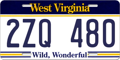 WV license plate 2ZQ480