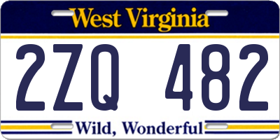 WV license plate 2ZQ482