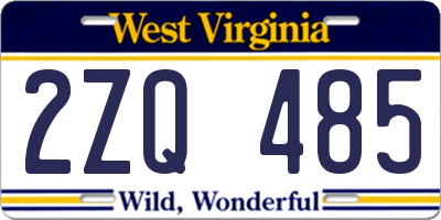 WV license plate 2ZQ485