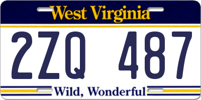 WV license plate 2ZQ487