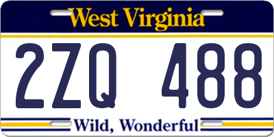 WV license plate 2ZQ488