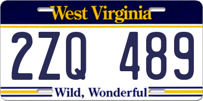 WV license plate 2ZQ489