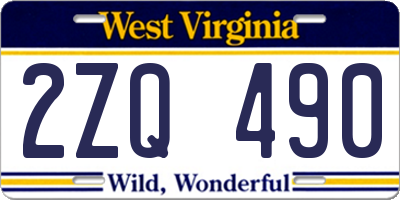 WV license plate 2ZQ490