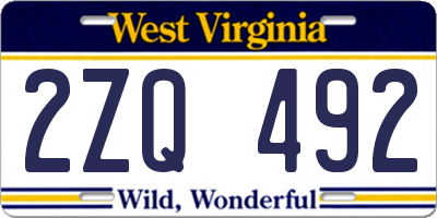 WV license plate 2ZQ492