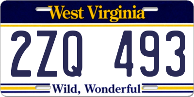 WV license plate 2ZQ493