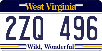WV license plate 2ZQ496