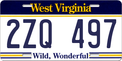 WV license plate 2ZQ497