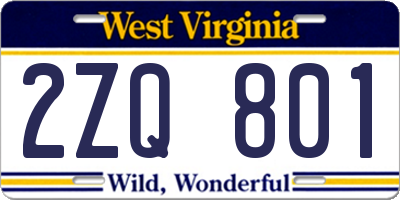 WV license plate 2ZQ801