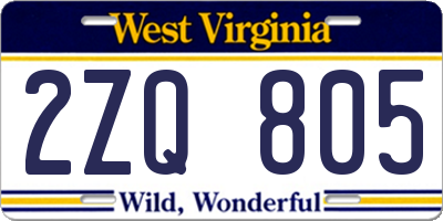 WV license plate 2ZQ805