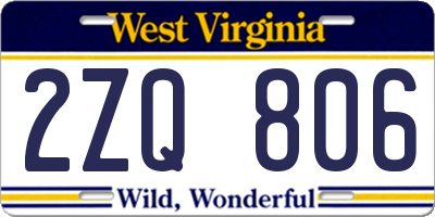 WV license plate 2ZQ806