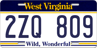 WV license plate 2ZQ809