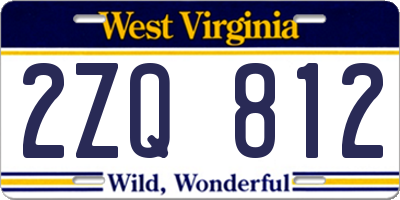 WV license plate 2ZQ812