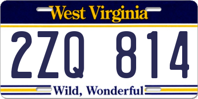 WV license plate 2ZQ814