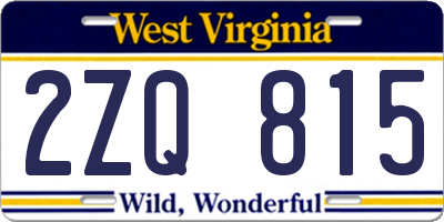 WV license plate 2ZQ815