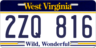WV license plate 2ZQ816