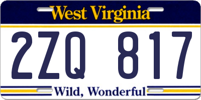 WV license plate 2ZQ817
