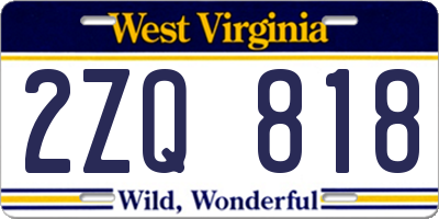 WV license plate 2ZQ818