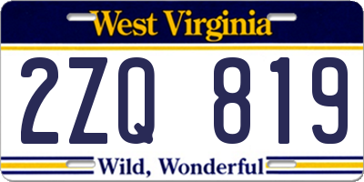 WV license plate 2ZQ819