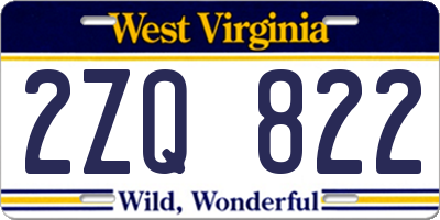 WV license plate 2ZQ822