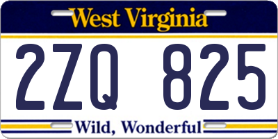 WV license plate 2ZQ825