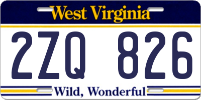 WV license plate 2ZQ826