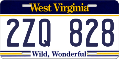 WV license plate 2ZQ828