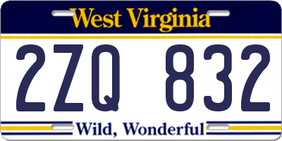 WV license plate 2ZQ832