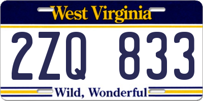 WV license plate 2ZQ833
