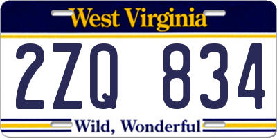 WV license plate 2ZQ834