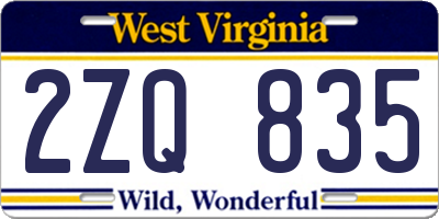 WV license plate 2ZQ835