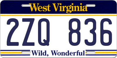 WV license plate 2ZQ836