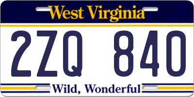 WV license plate 2ZQ840