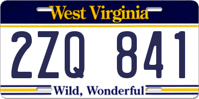 WV license plate 2ZQ841