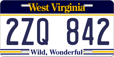 WV license plate 2ZQ842
