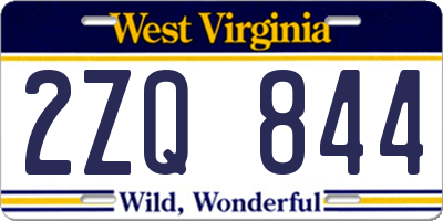WV license plate 2ZQ844