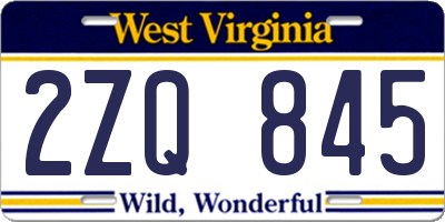 WV license plate 2ZQ845