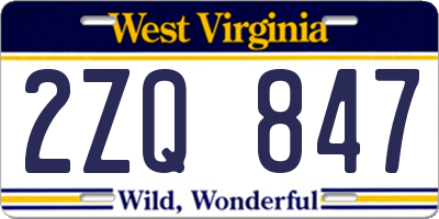 WV license plate 2ZQ847