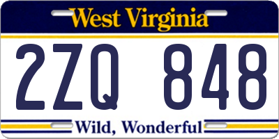 WV license plate 2ZQ848