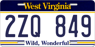 WV license plate 2ZQ849