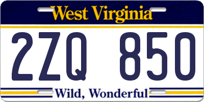 WV license plate 2ZQ850