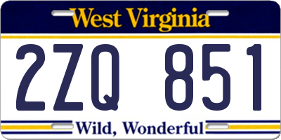 WV license plate 2ZQ851