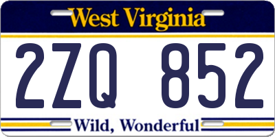 WV license plate 2ZQ852