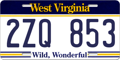 WV license plate 2ZQ853