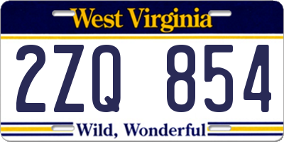WV license plate 2ZQ854