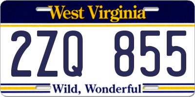 WV license plate 2ZQ855