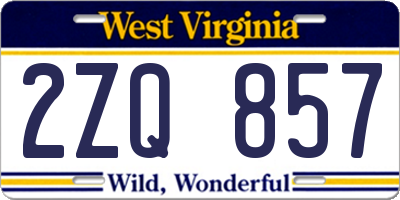 WV license plate 2ZQ857