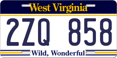 WV license plate 2ZQ858